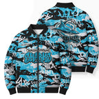 Cronulla-Sutherland Sharks Rugby Bomber Puffer Jacket Graffiti Typography Urban Camo Abstract Street Style