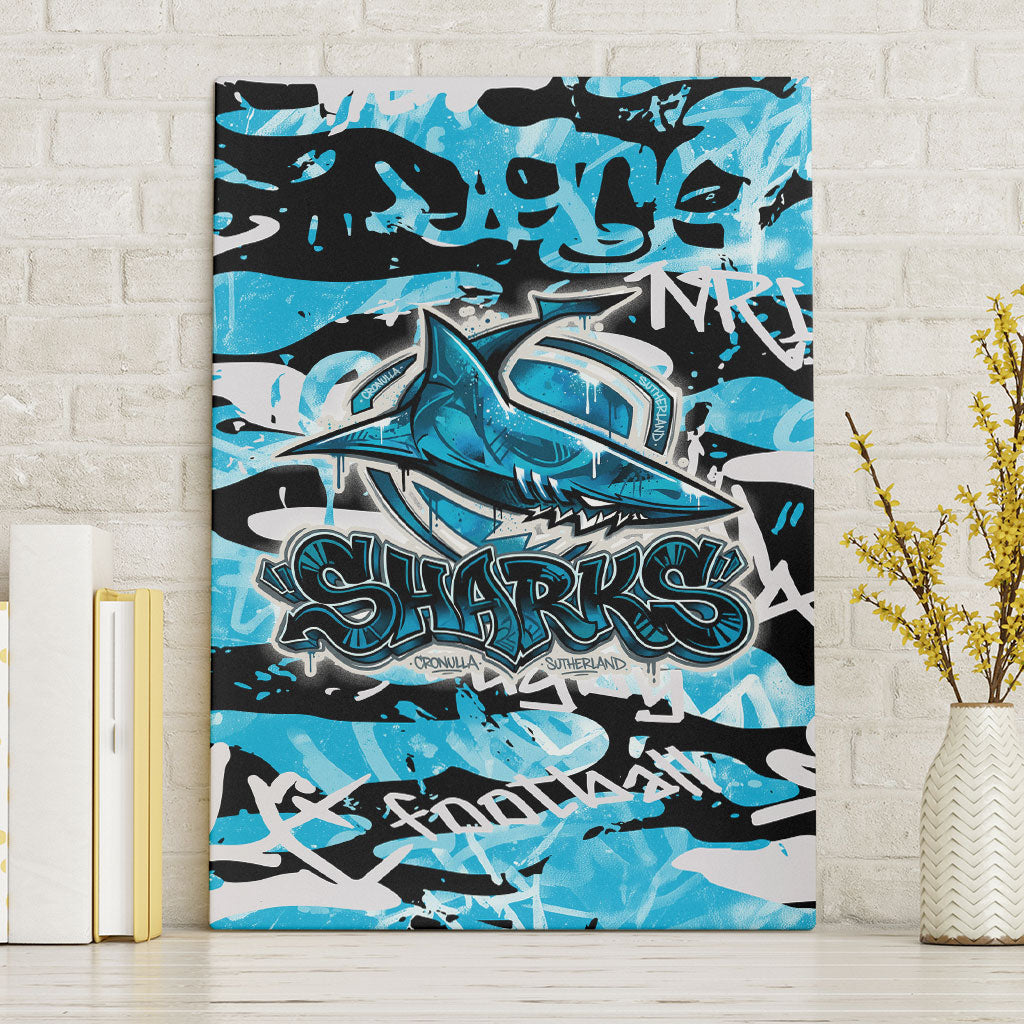 Cronulla-Sutherland Sharks Rugby Canvas Wall Art Graffiti Typography Urban Camo Abstract Street Style