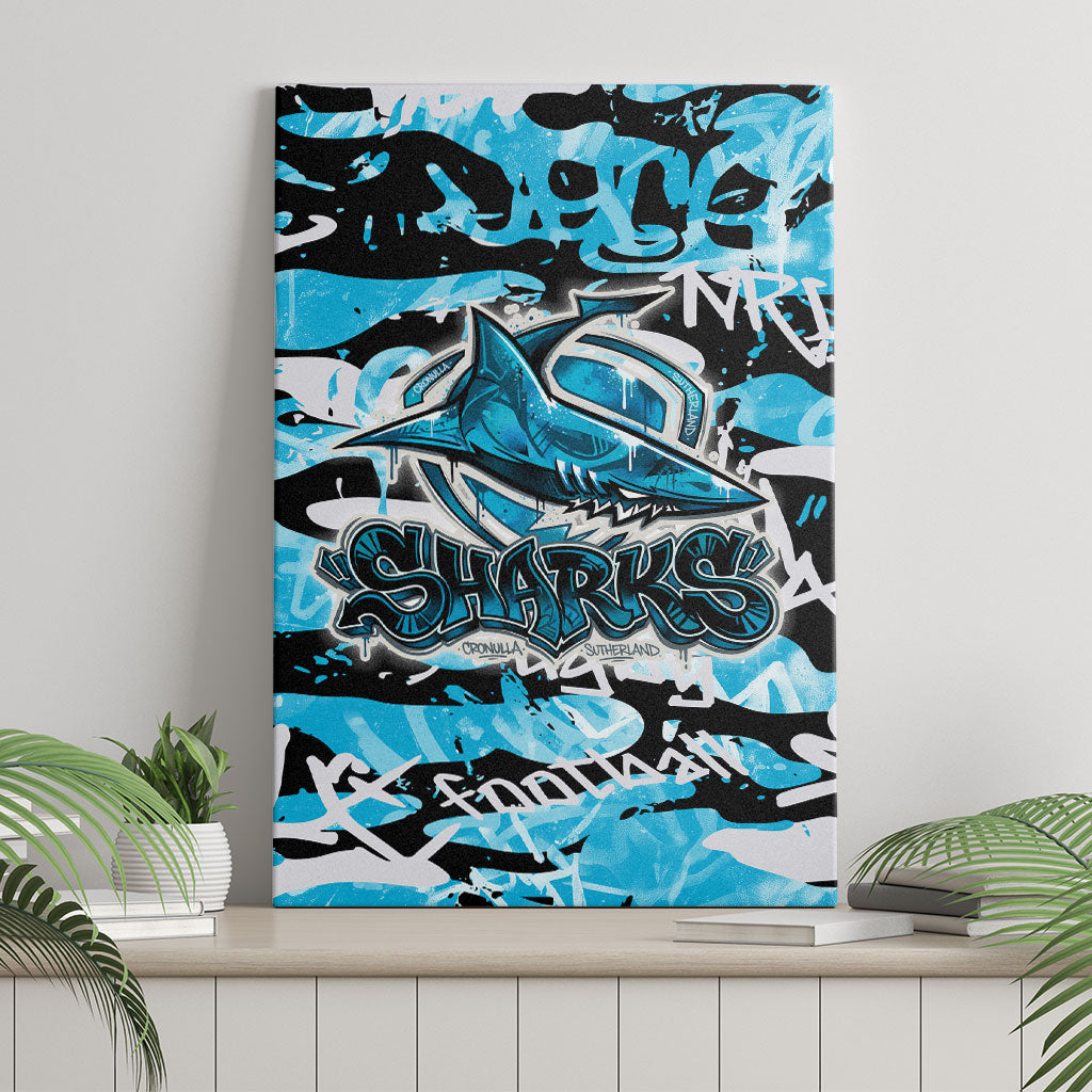 Cronulla-Sutherland Sharks Rugby Canvas Wall Art Graffiti Typography Urban Camo Abstract Street Style