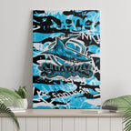 Cronulla-Sutherland Sharks Rugby Canvas Wall Art Graffiti Typography Urban Camo Abstract Street Style