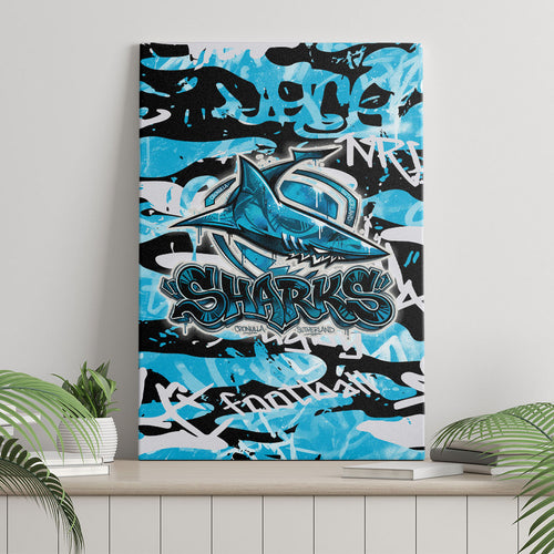 Cronulla-Sutherland Sharks Rugby Canvas Wall Art Graffiti Typography Urban Camo Abstract Street Style