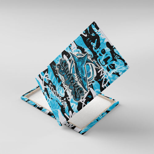 Cronulla-Sutherland Sharks Rugby Canvas Wall Art Graffiti Typography Urban Camo Abstract Street Style