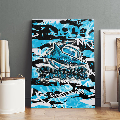 Cronulla-Sutherland Sharks Rugby Canvas Wall Art Graffiti Typography Urban Camo Abstract Street Style