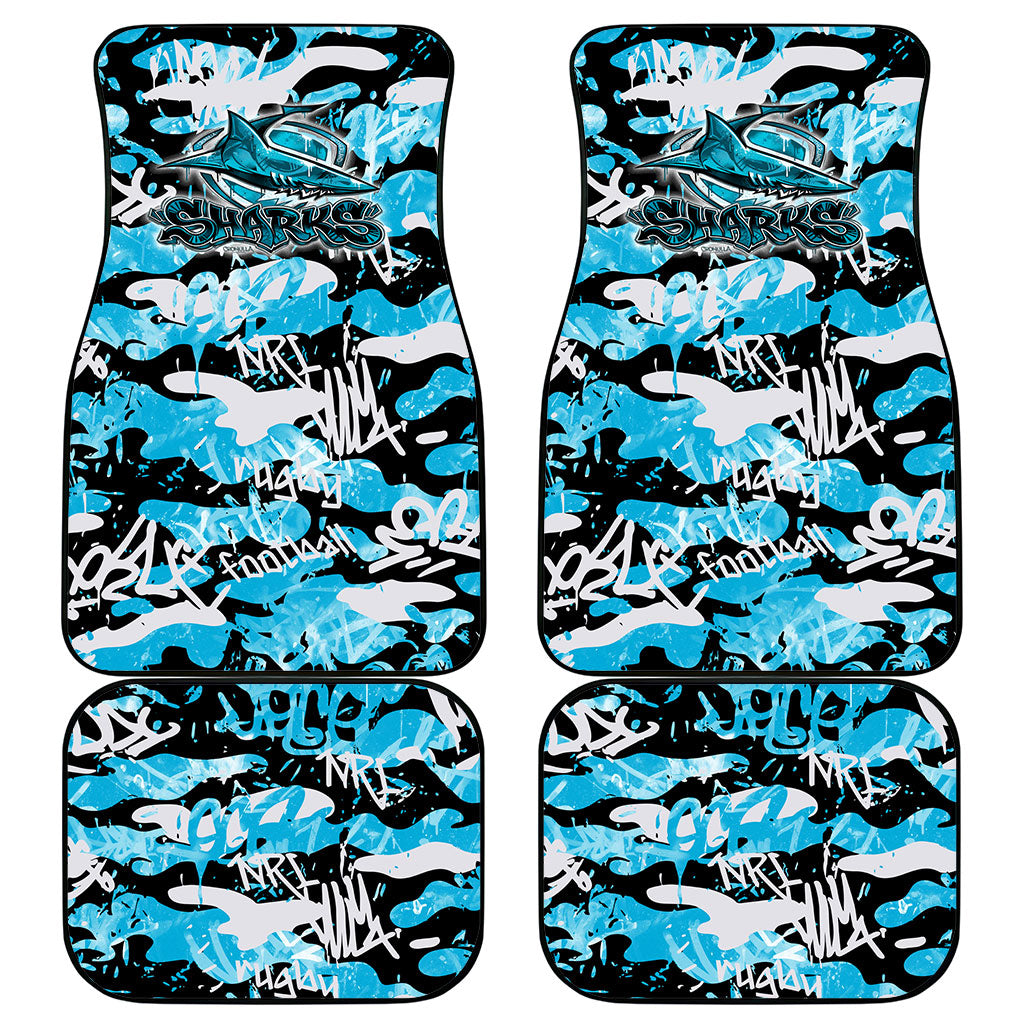 Cronulla-Sutherland Sharks Rugby Car Mats Graffiti Typography Urban Camo Abstract Street Style