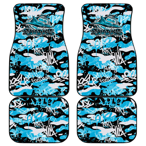 Cronulla-Sutherland Sharks Rugby Car Mats Graffiti Typography Urban Camo Abstract Street Style