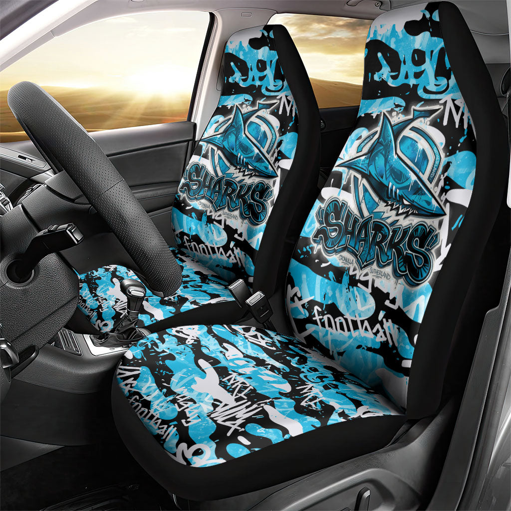 Cronulla-Sutherland Sharks Rugby Car Seat Cover Graffiti Typography Urban Camo Abstract Street Style