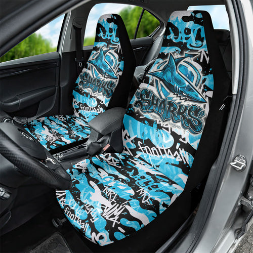 Cronulla-Sutherland Sharks Rugby Car Seat Cover Graffiti Typography Urban Camo Abstract Street Style