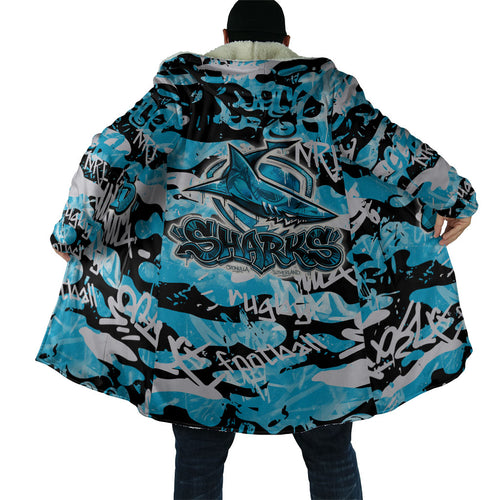 Cronulla-Sutherland Sharks Rugby Cloak Graffiti Typography Urban Camo Abstract Street Style