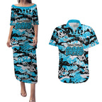 Cronulla-Sutherland Sharks Rugby Couples Matching Puletasi and Hawaiian Shirt Graffiti Typography Urban Camo Abstract Street Style