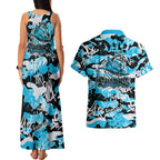 Cronulla-Sutherland Sharks Rugby Couples Matching Tank Maxi Dress and Hawaiian Shirt Graffiti Typography Urban Camo Abstract Street Style