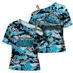 Cronulla-Sutherland Sharks Rugby Cross Shoulder Shirt Graffiti Typography Urban Camo Abstract Street Style