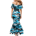 Cronulla-Sutherland Sharks Rugby Family Matching Mermaid Dress and Hawaiian Shirt Graffiti Typography Urban Camo Abstract Street Style