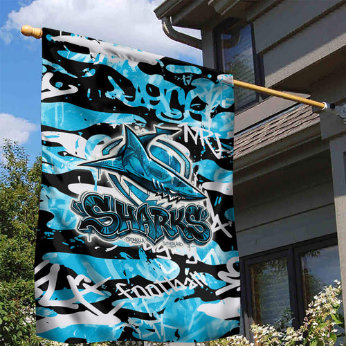 Cronulla-Sutherland Sharks Rugby Garden Flag Graffiti Typography Urban Camo Abstract Street Style