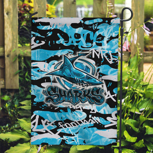 Cronulla-Sutherland Sharks Rugby Garden Flag Graffiti Typography Urban Camo Abstract Street Style