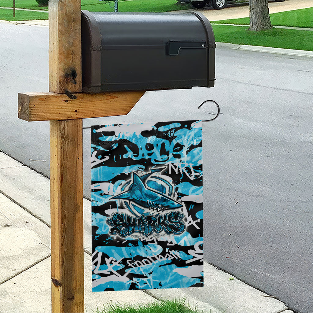 Cronulla-Sutherland Sharks Rugby Garden Flag Graffiti Typography Urban Camo Abstract Street Style
