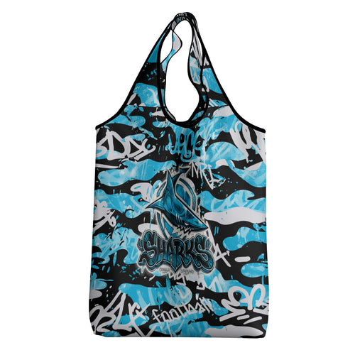 Cronulla-Sutherland Sharks Rugby Grocery Bag Graffiti Typography Urban Camo Abstract Street Style