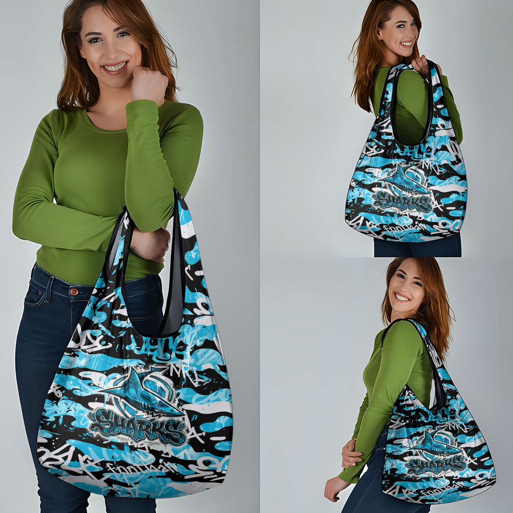 Cronulla-Sutherland Sharks Rugby Grocery Bag Graffiti Typography Urban Camo Abstract Street Style