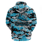 Cronulla-Sutherland Sharks Rugby Hoodie Graffiti Typography Urban Camo Abstract Street Style