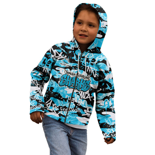 Cronulla-Sutherland Sharks Rugby Kid Hoodie Graffiti Typography Urban Camo Abstract Street Style