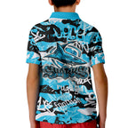 Cronulla-Sutherland Sharks Rugby Kid Polo Shirt Graffiti Typography Urban Camo Abstract Street Style