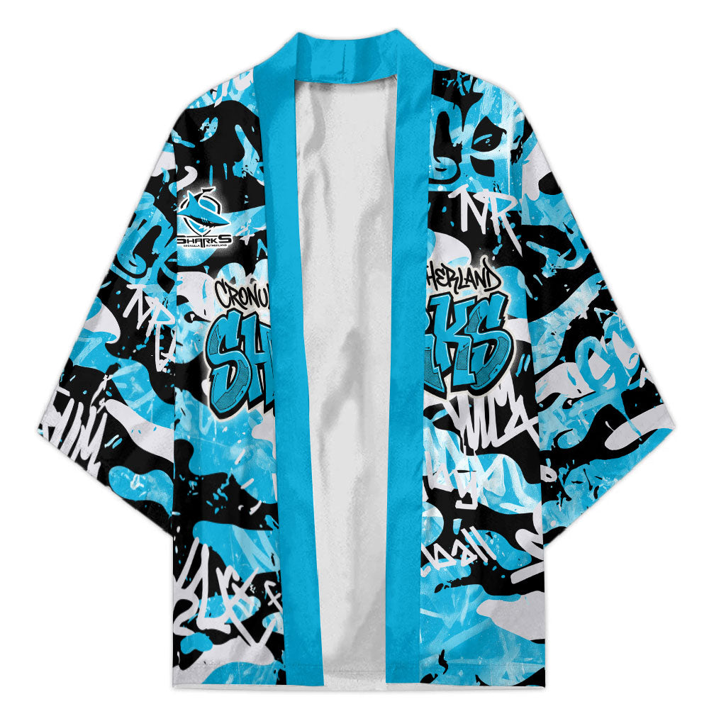 Cronulla-Sutherland Sharks Rugby Kimono Graffiti Typography Urban Camo Abstract Street Style
