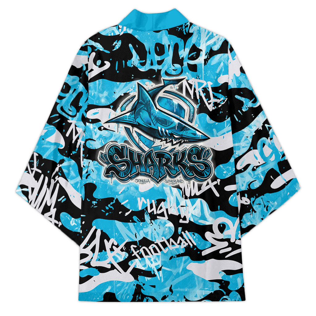 Cronulla-Sutherland Sharks Rugby Kimono Graffiti Typography Urban Camo Abstract Street Style