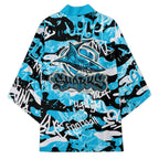 Cronulla-Sutherland Sharks Rugby Kimono Graffiti Typography Urban Camo Abstract Street Style