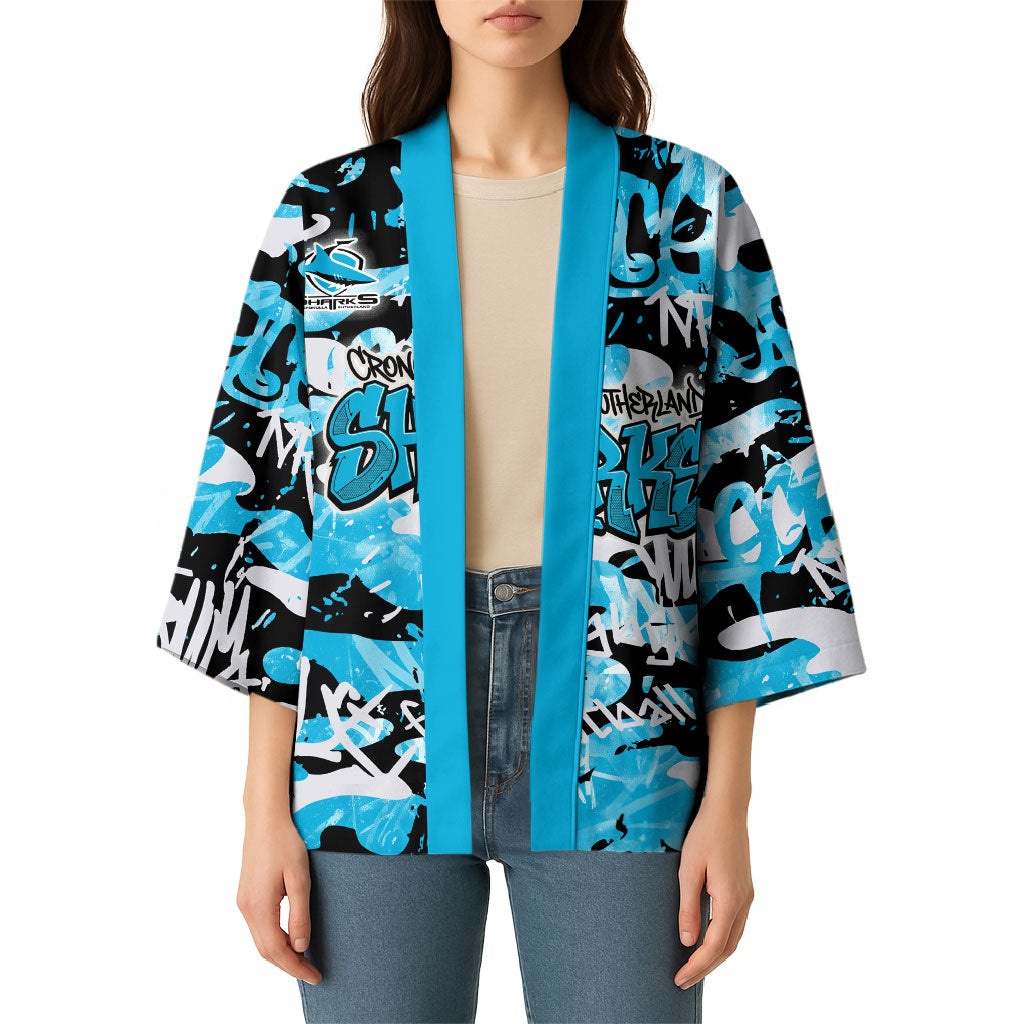Cronulla-Sutherland Sharks Rugby Kimono Graffiti Typography Urban Camo Abstract Street Style