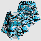 Cronulla-Sutherland Sharks Rugby Kimono Sleeve Blouse Graffiti Typography Urban Camo Abstract Street Style