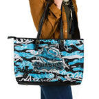 Cronulla-Sutherland Sharks Rugby Leather Tote Bag Graffiti Typography Urban Camo Abstract Street Style