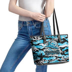 Cronulla-Sutherland Sharks Rugby Leather Tote Bag Graffiti Typography Urban Camo Abstract Street Style