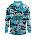 Cronulla-Sutherland Sharks Rugby Long Sleeve Polo Shirt Graffiti Typography Urban Camo Abstract Street Style