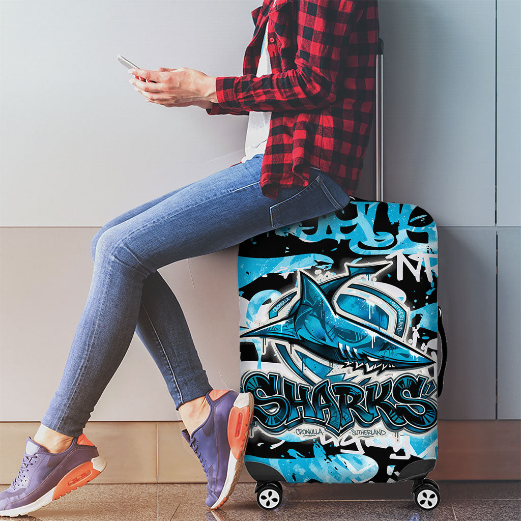 Cronulla-Sutherland Sharks Rugby Luggage Cover Graffiti Typography Urban Camo Abstract Street Style