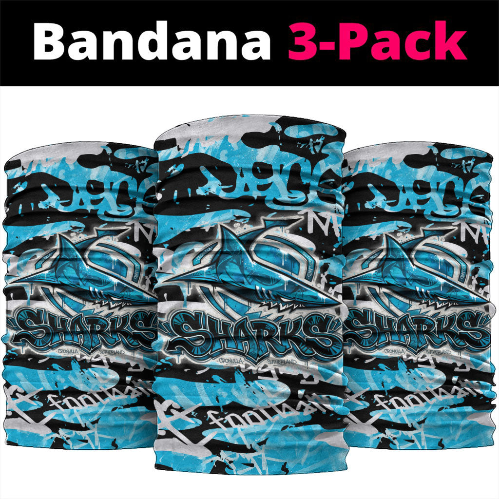 Cronulla-Sutherland Sharks Rugby Neck Gaiter Graffiti Typography Urban Camo Abstract Street Style