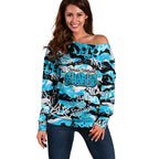 Cronulla-Sutherland Sharks Rugby Off Shoulder Sweater Graffiti Typography Urban Camo Abstract Street Style