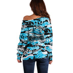 Cronulla-Sutherland Sharks Rugby Off Shoulder Sweater Graffiti Typography Urban Camo Abstract Street Style