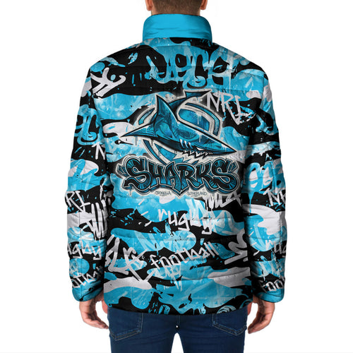 Cronulla-Sutherland Sharks Rugby Padded Jacket Graffiti Typography Urban Camo Abstract Street Style