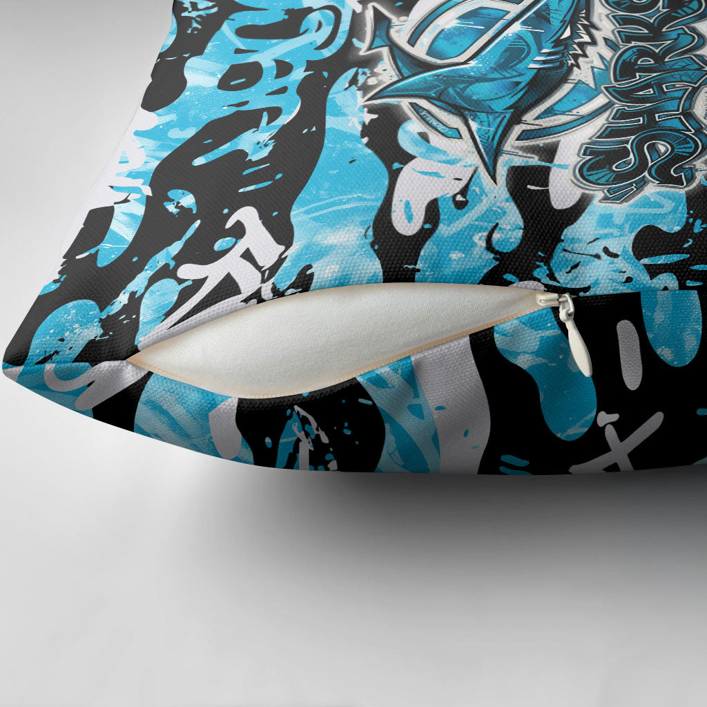 Cronulla-Sutherland Sharks Rugby Pillow Cover Graffiti Typography Urban Camo Abstract Street Style
