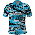 Cronulla-Sutherland Sharks Rugby Polo Shirt Graffiti Typography Urban Camo Abstract Street Style