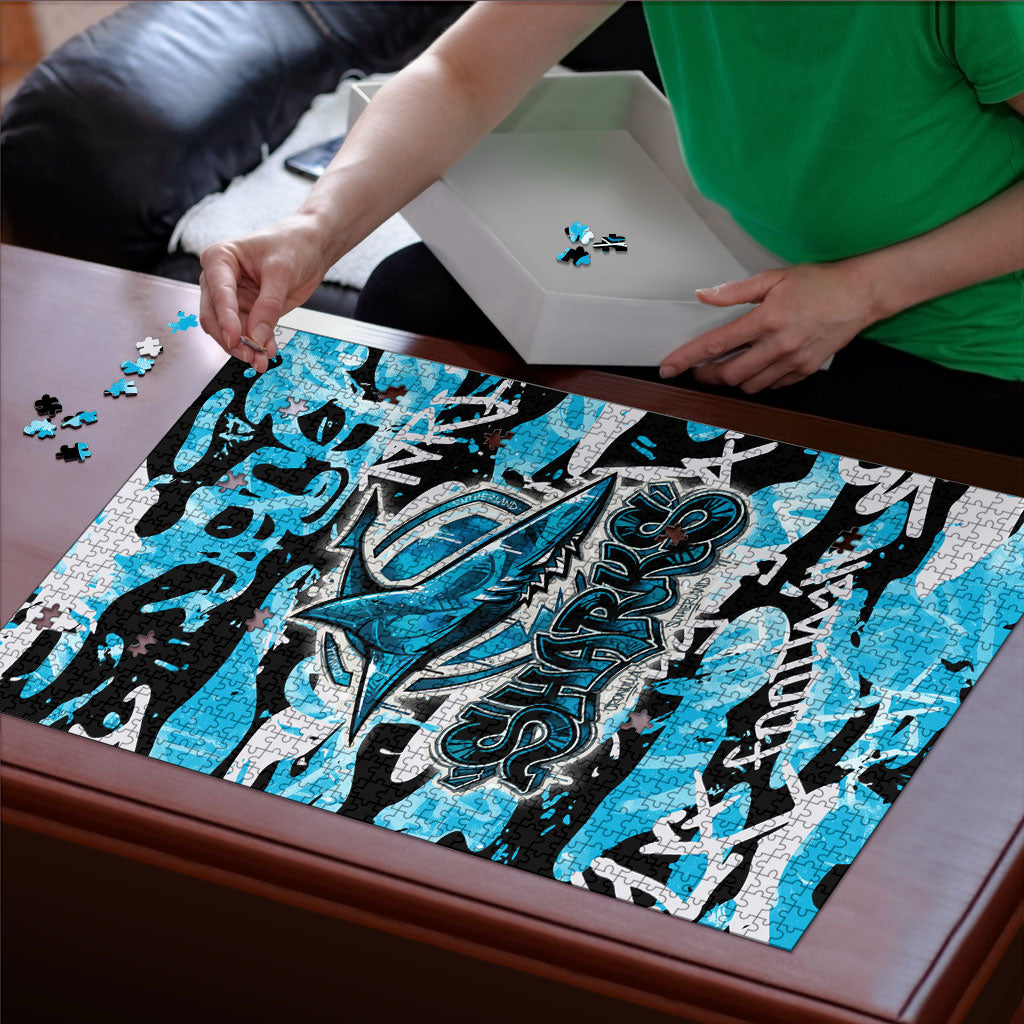 Cronulla-Sutherland Sharks Rugby Puzzle Graffiti Typography Urban Camo Abstract Street Style