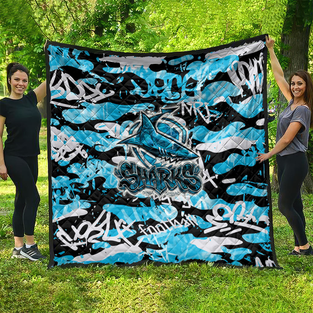 Cronulla-Sutherland Sharks Rugby Quilt Graffiti Typography Urban Camo Abstract Street Style