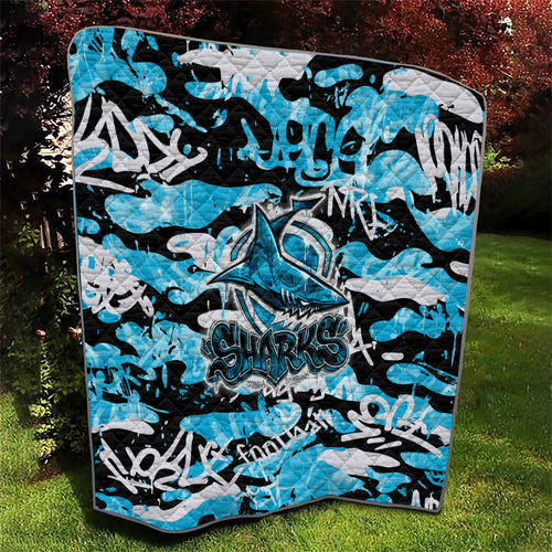 Cronulla-Sutherland Sharks Rugby Quilt Graffiti Typography Urban Camo Abstract Street Style