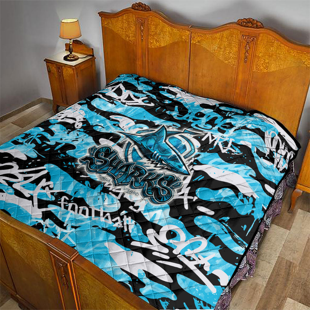 Cronulla-Sutherland Sharks Rugby Quilt Graffiti Typography Urban Camo Abstract Street Style