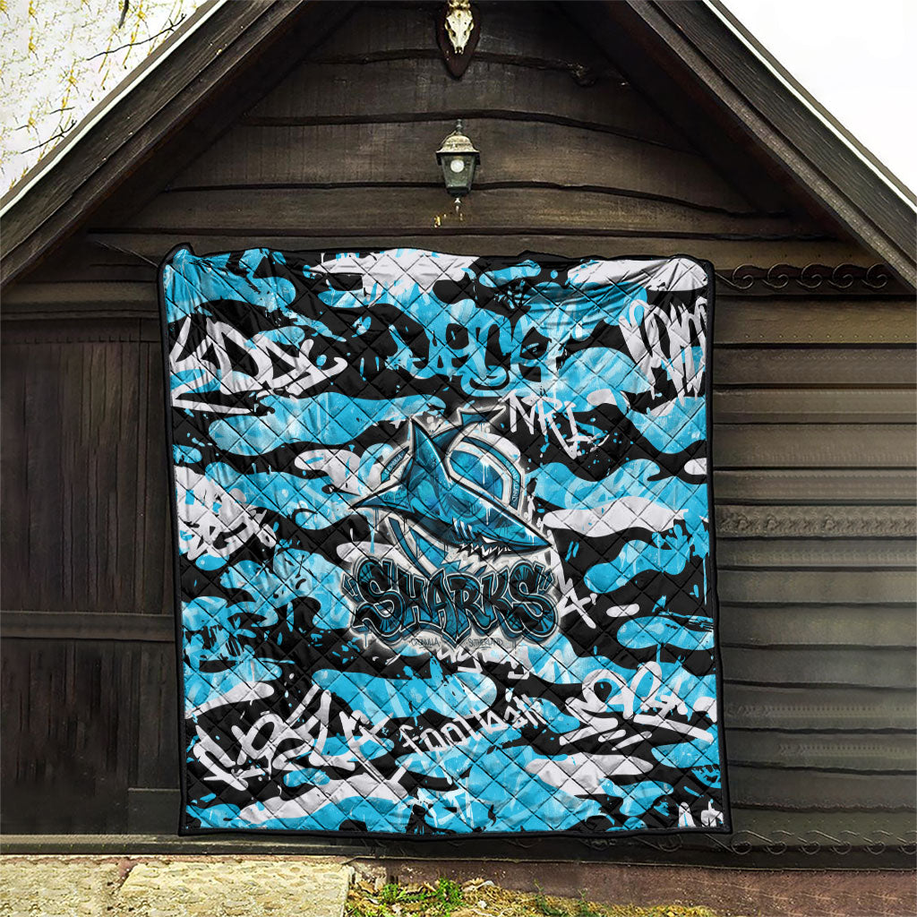 Cronulla-Sutherland Sharks Rugby Quilt Graffiti Typography Urban Camo Abstract Street Style