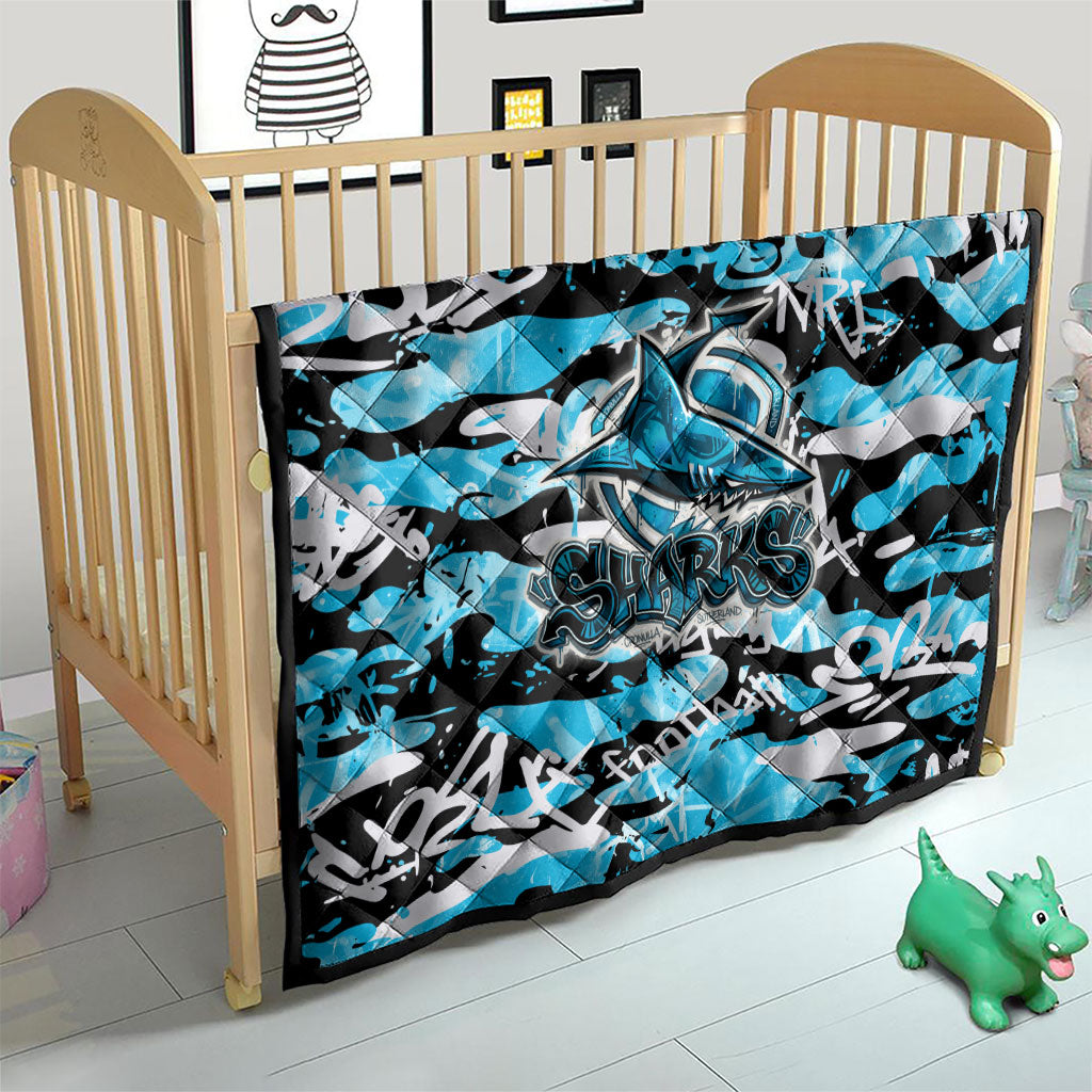 Cronulla-Sutherland Sharks Rugby Quilt Graffiti Typography Urban Camo Abstract Street Style