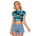 Cronulla-Sutherland Sharks Rugby Raglan Cropped T Shirt Graffiti Typography Urban Camo Abstract Street Style