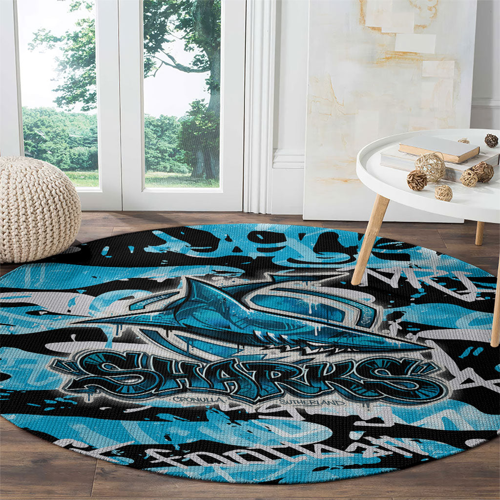 Cronulla-Sutherland Sharks Rugby Round Carpet Graffiti Typography Urban Camo Abstract Street Style
