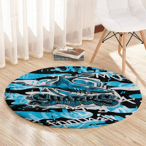 Cronulla-Sutherland Sharks Rugby Round Carpet Graffiti Typography Urban Camo Abstract Street Style