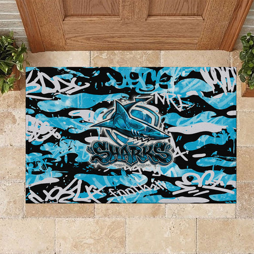 Cronulla-Sutherland Sharks Rugby Rubber Doormat Graffiti Typography Urban Camo Abstract Street Style