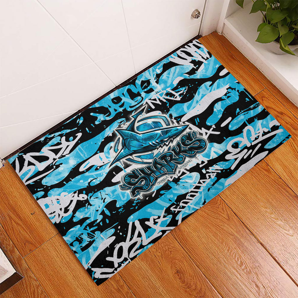 Cronulla-Sutherland Sharks Rugby Rubber Doormat Graffiti Typography Urban Camo Abstract Street Style
